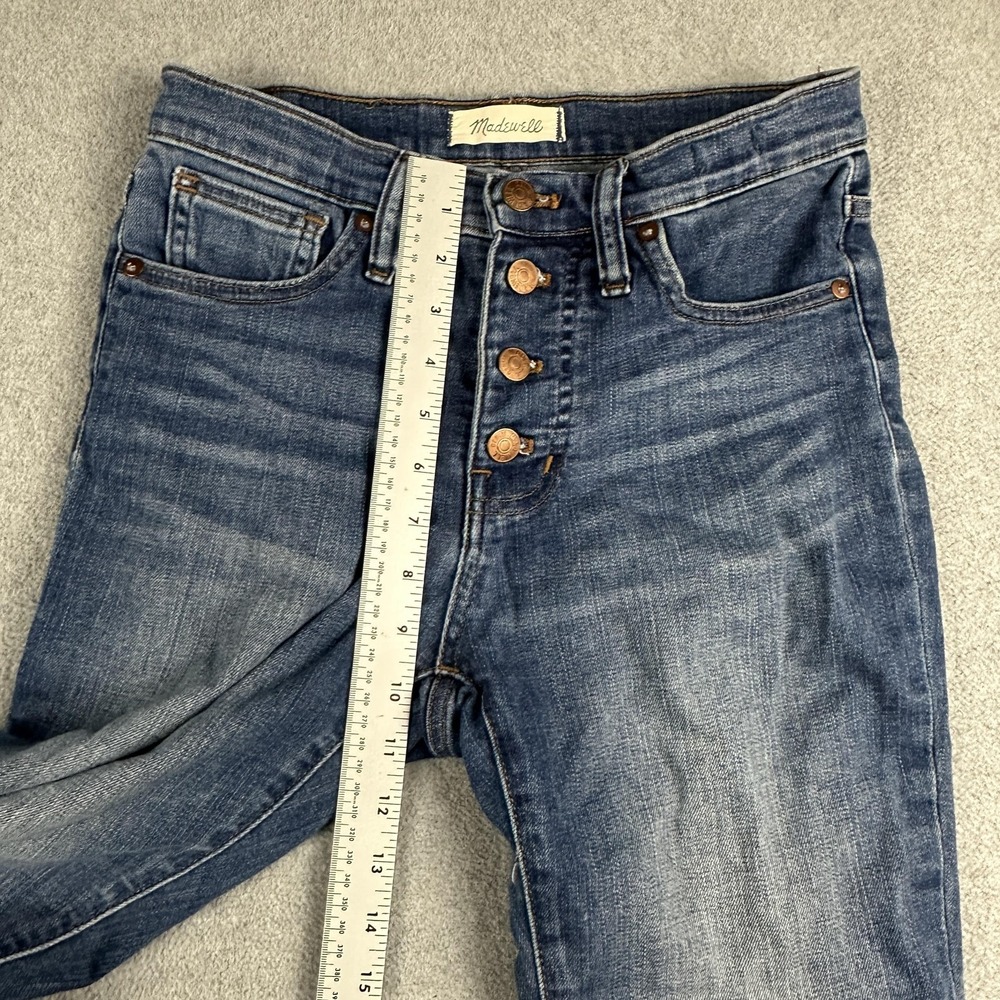 Madewell Jeans Womens 25 Blue Mid Rise Skinny Button Fly Raw Hem Stretch Denim - Picture 6 of 11